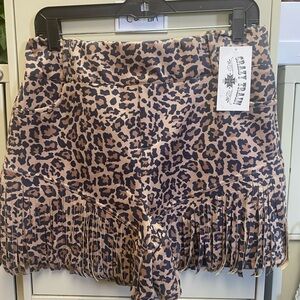 Crazy Train Wild Print Shorts with Fringe 2XL